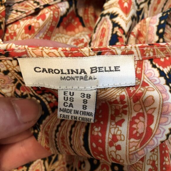 Carolina Belle Montreal Pink Blue Paisley Boho Sleeveless Sheath Dress Size 8 - Picture 5 of 7